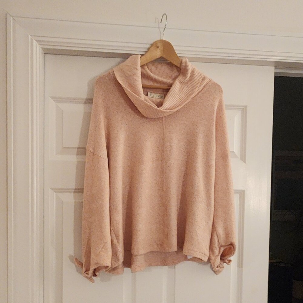 NWT Anthropology Pink  Cowl Neck Sweater, Oversized, Large